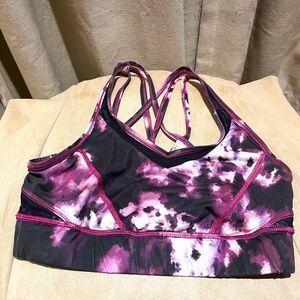 Lululemon Strappy Sports Bra Purple Black Tie Dye Print Size 6